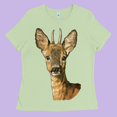 Red Brocket Deer Head Ladies Tee Designed By Lillyallendesigns