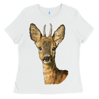 White Red brocket Deer Head Ladies Tee - LillyAllenDesigns