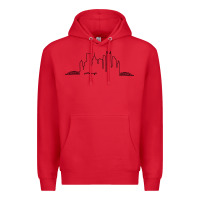 Red pittsburgh skyline city Premium Hoodie - artisFamous