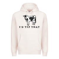 Pale Pink i'd tip that funny cow tipping design Premium Hoodie - artisFamous
