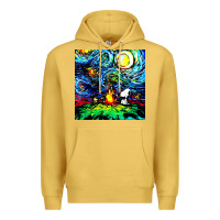 Antique Gold starry night print van gogh parody Premium Hoodie - artisFamous