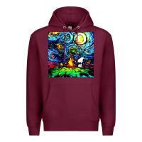 Burgundy starry night print van gogh parody Premium Hoodie - artisFamous