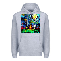 Heather Grey starry night print van gogh parody Premium Hoodie - artisFamous