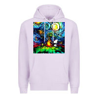 Lilac starry night print van gogh parody Premium Hoodie - artisFamous
