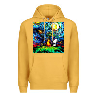 Mustard starry night print van gogh parody Premium Hoodie - artisFamous