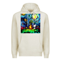 Oatmeal Heather starry night print van gogh parody Premium Hoodie - artisFamous