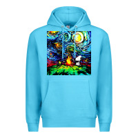 Ocean Blue starry night print van gogh parody Premium Hoodie - artisFamous