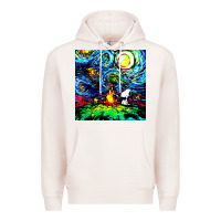 Pale Pink starry night print van gogh parody Premium Hoodie - artisFamous