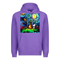 Purple starry night print van gogh parody Premium Hoodie - artisFamous