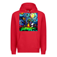 Red starry night print van gogh parody Premium Hoodie - artisFamous