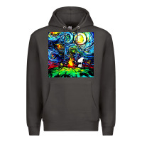 Smoke starry night print van gogh parody Premium Hoodie - artisFamous