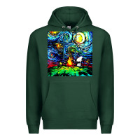 Sports Green starry night print van gogh parody Premium Hoodie - artisFamous