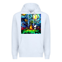White starry night print van gogh parody Premium Hoodie - artisFamous