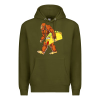 Army Green bigfoot carrying taco Premium Hoodie - artisFamous