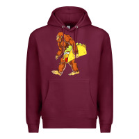Burgundy bigfoot carrying taco Premium Hoodie - artisFamous