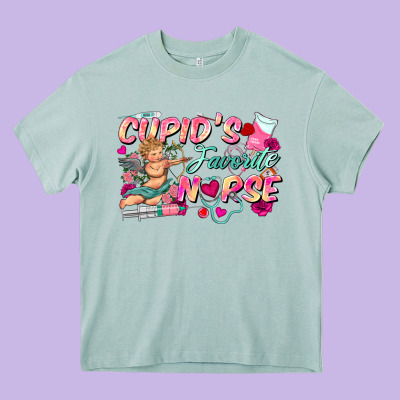 Cupid's Favorite Nurse Heavy Core Tee Designed By Fadigitalartstudio
