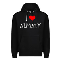 Black i love almaty city Premium Hoodie - artisFamous