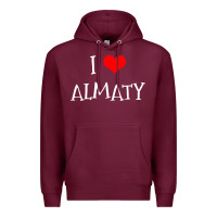 Burgundy i love almaty city Premium Hoodie - artisFamous