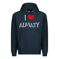 Navy i love almaty city Premium Hoodie - artisFamous