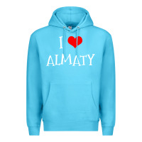 Ocean Blue i love almaty city Premium Hoodie - artisFamous