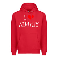 Red i love almaty city Premium Hoodie - artisFamous