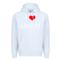 White i love almaty city Premium Hoodie - artisFamous