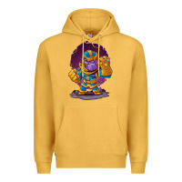 Mustard cartoons super hero Strong Hands Premium Hoodie - artisFamous