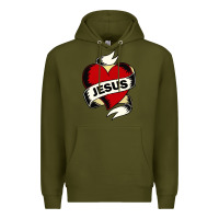 Army Green jesus love Premium Hoodie - artisFamous