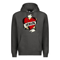 Charcoal Heather jesus love Premium Hoodie - artisFamous