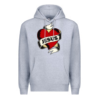 Heather Grey jesus love Premium Hoodie - artisFamous