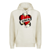 Oatmeal Heather jesus love Premium Hoodie - artisFamous