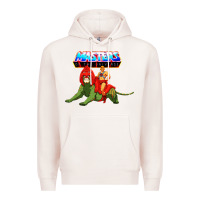 Pale Pink he man and battle cat Premium Hoodie - artisFamous