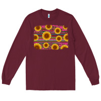 Burgundy cinco de mayo sunflower background Long Sleeve Tee - Artiststas