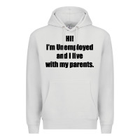 Dove Grey i'm unemployed and i live with my parents Premium Hoodie - artisFamous