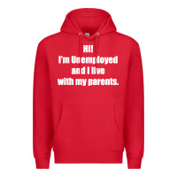 Red i'm unemployed and i live with my parents Premium Hoodie - artisFamous