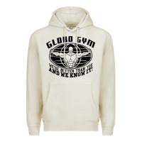 Oatmeal Heather globo gym Premium Hoodie - artisFamous