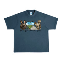 Midnight Navy Peace Love Percheron Horse Urban Heavy Tee - LillyAllenDesigns