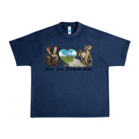 Navy Peace Love Percheron Horse Urban Heavy Tee - LillyAllenDesigns