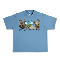 Pebble Blue Peace Love Percheron Horse Urban Heavy Tee - LillyAllenDesigns