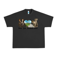 Pigment Black Peace Love Percheron Horse Urban Heavy Tee - LillyAllenDesigns