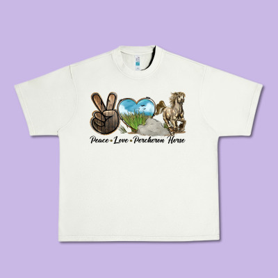 Peace Love Percheron Horse Urban Heavy Tee Designed By Lillyallendesigns