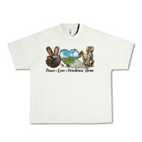 Pistachio Peace Love Percheron Horse Urban Heavy Tee - LillyAllenDesigns