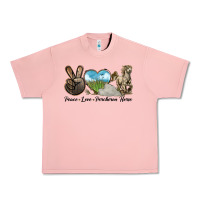 Salmon Peace Love Percheron Horse Urban Heavy Tee - LillyAllenDesigns