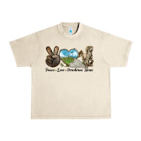 Sandshell Peace Love Percheron Horse Urban Heavy Tee - LillyAllenDesigns