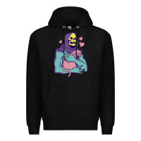 Black skeletor's hug cat Premium Hoodie - artisFamous