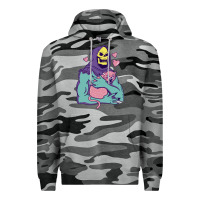 Slate Camo skeletor's hug cat Premium Hoodie - artisFamous