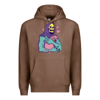 Chestnut skeletor's hug cat Premium Hoodie - artisFamous