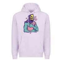 Lilac skeletor's hug cat Premium Hoodie - artisFamous