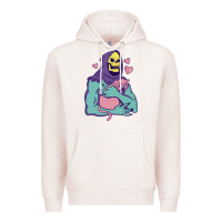 Pale Pink skeletor's hug cat Premium Hoodie - artisFamous
