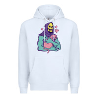 White skeletor's hug cat Premium Hoodie - artisFamous